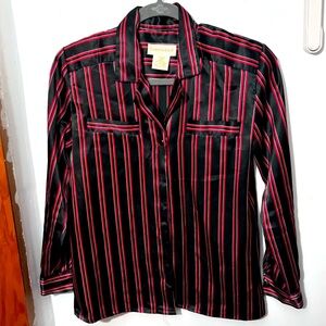 Vintage Christie & Jill Black and Red Striped Blouse